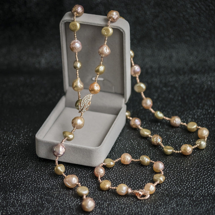 Multi-color Baroque Pearl Necklace (Free pearl stud giveaway!)