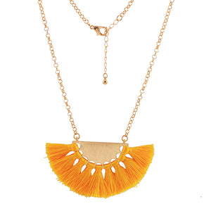 Fan-shaped Tassel Necklace - Orange