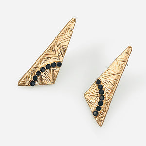 Triangle Black Crystal Earrings