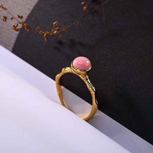 Rose stone Round Ring