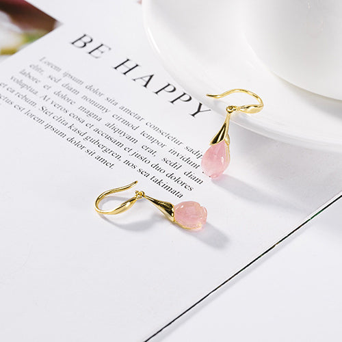Rose Crystal Lily Earrings