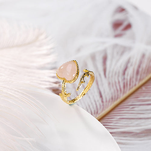 Rose Crystal Heart Shape Ring