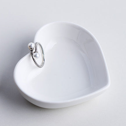 Pearl Twisted Silver Ring